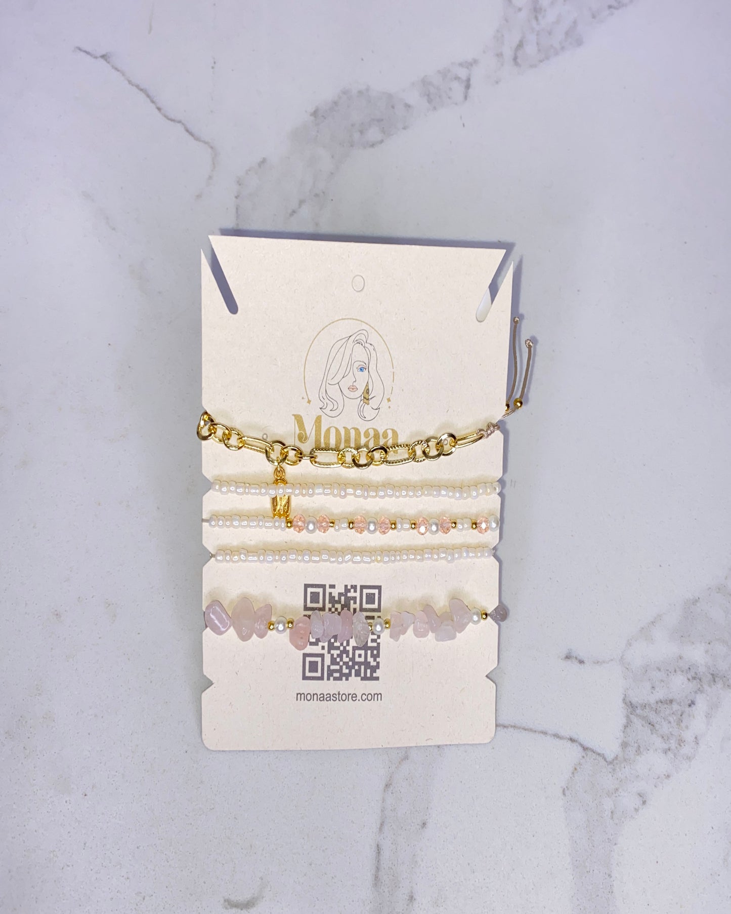 Glamour in White: Gold and White Quartz Beaded Bracelet.