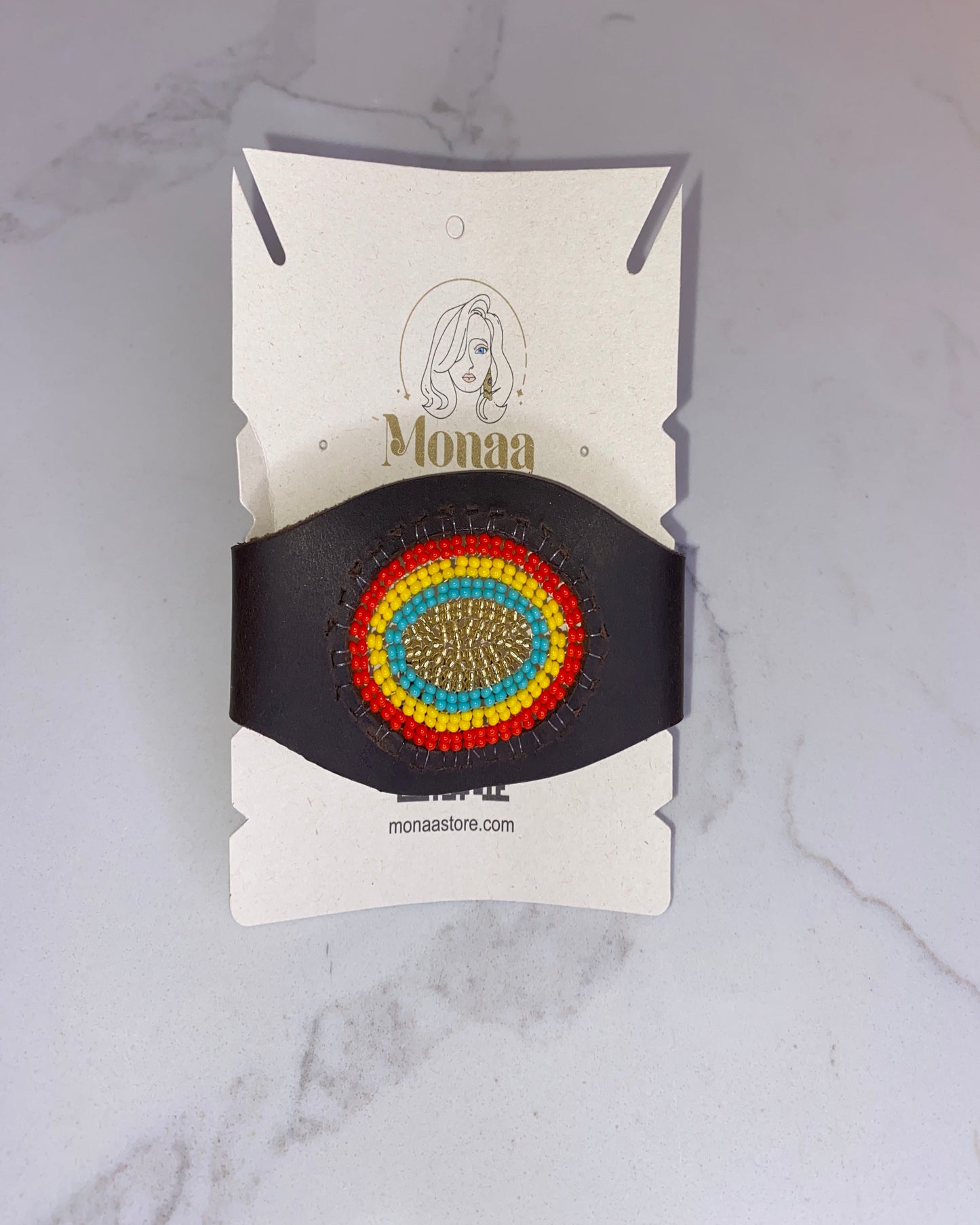 Boho Chic Bliss: Beaded Leather Bracelet for a Touch of Elegance.