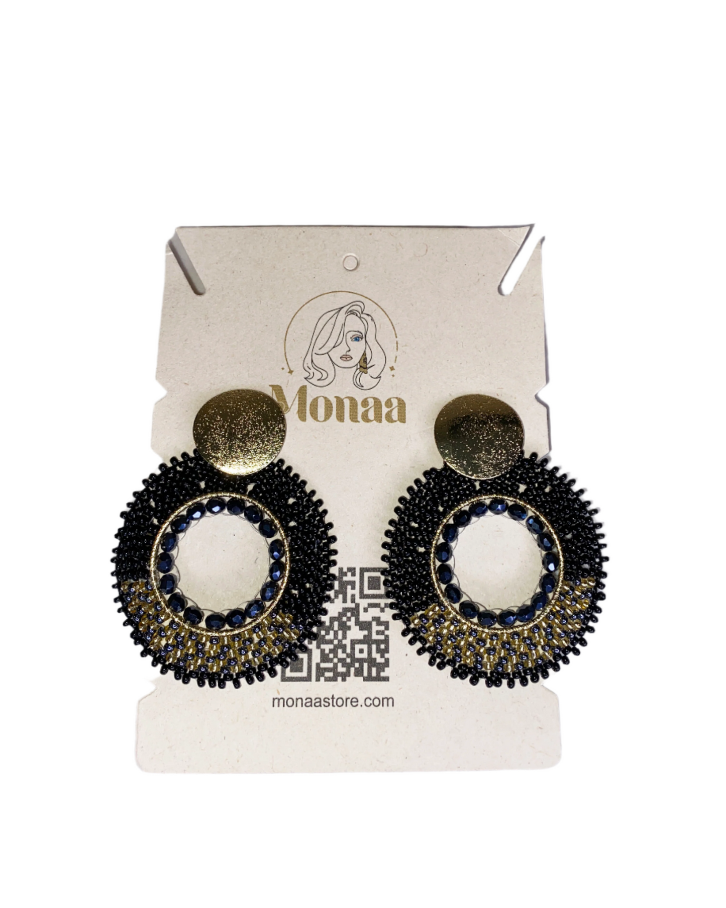 Timeless Elegance: Black Round Beaded Earrings
