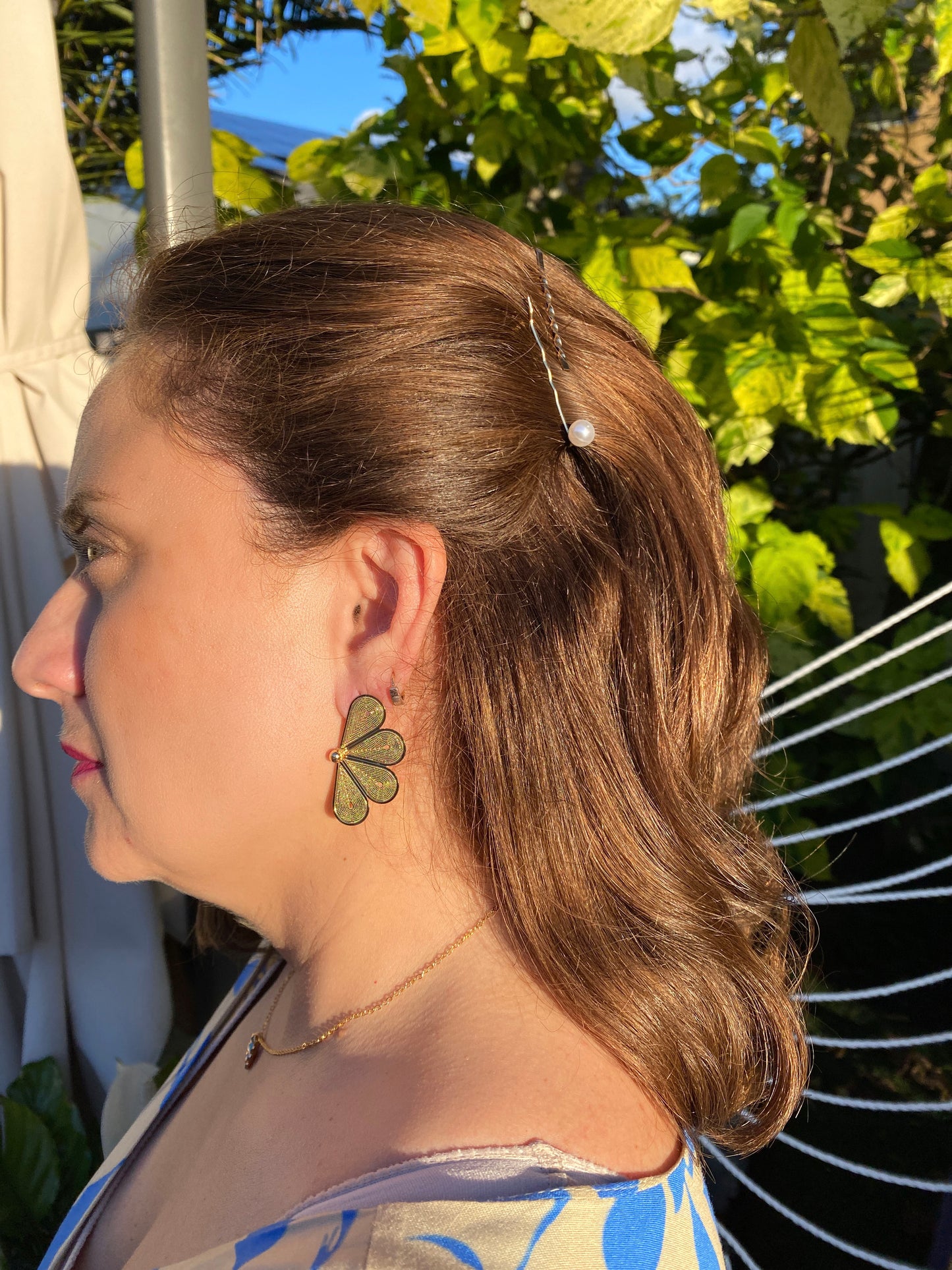 Gold Half Flower Earrings