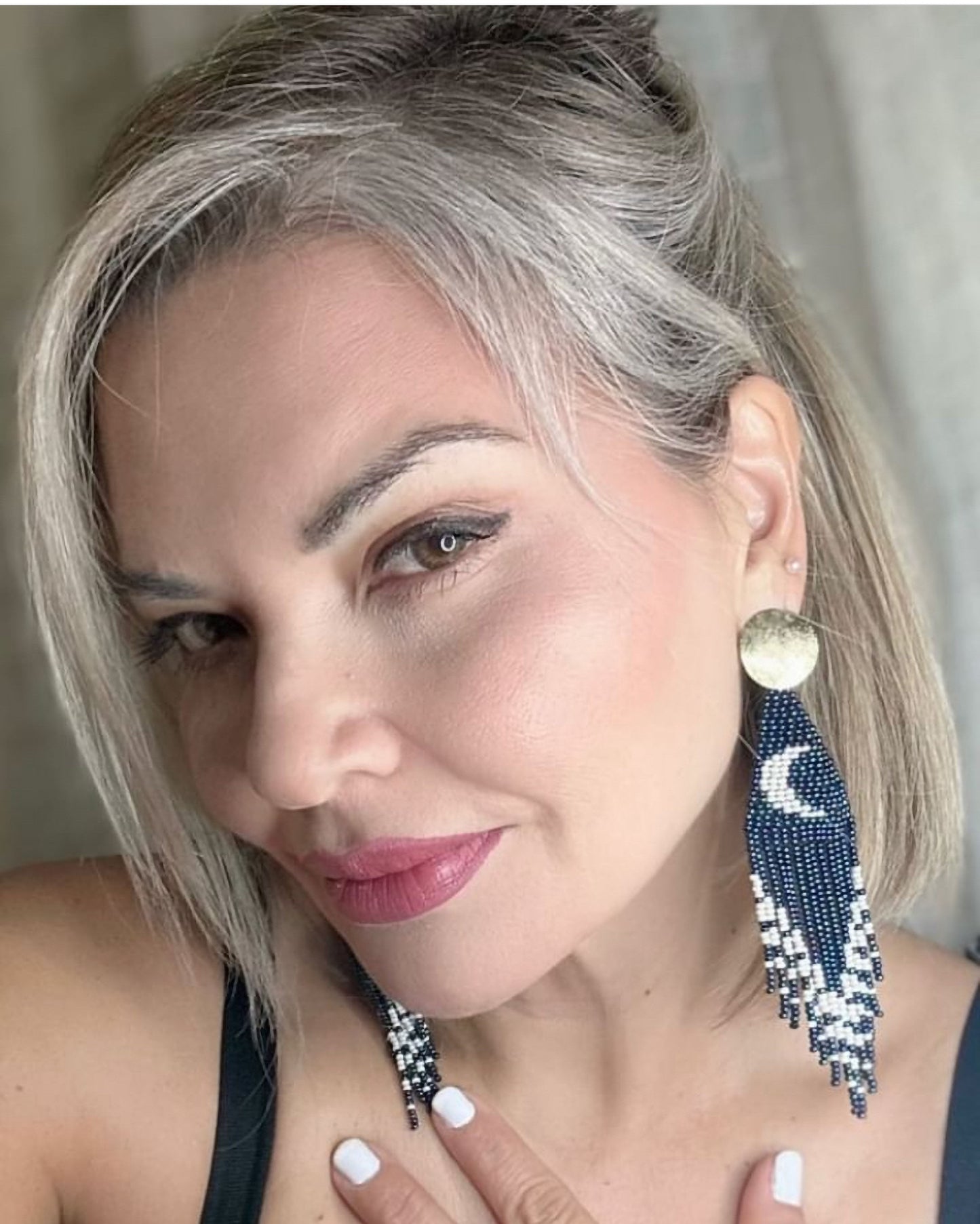 Moon Native Beaded Earrings