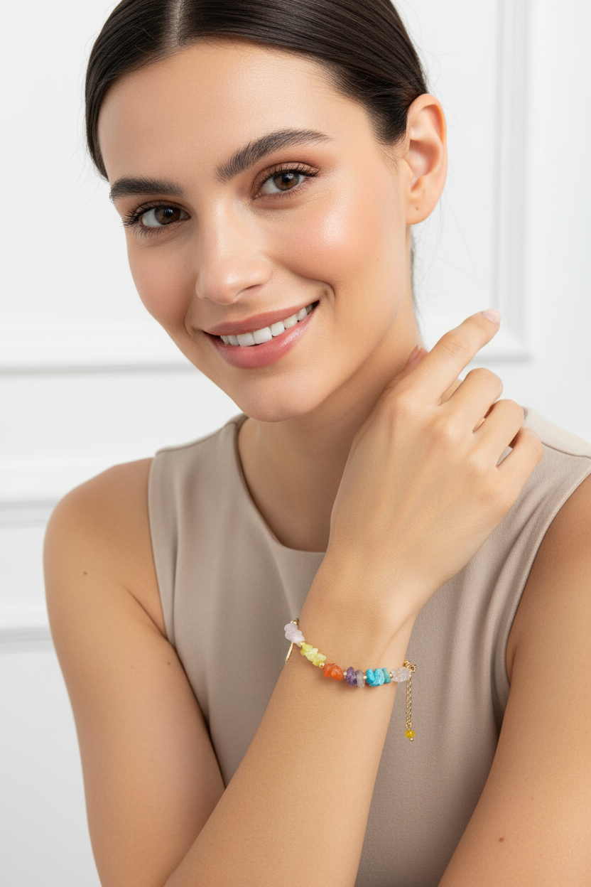 Beautiful stone bracelet adorn with angel wing.