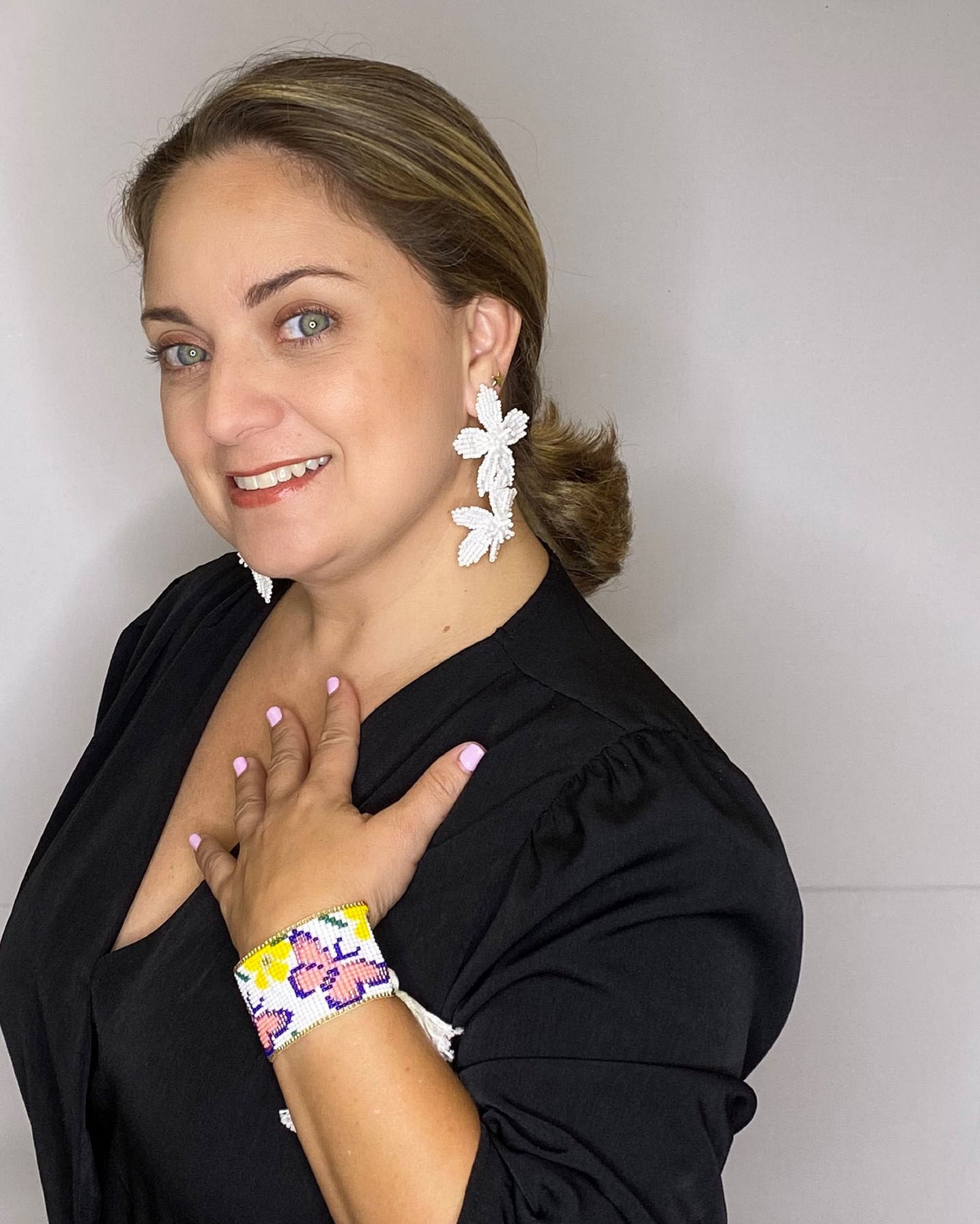 Floral Drop Earrings available in various colors